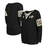 New Orleans Saints Women's Lace-Up Notch Neck Long Sleeve T-Shirt | NFL US