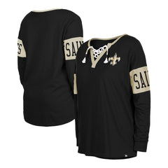 New Orleans Saints Women's Lace-Up Notch Neck Long Sleeve T-Shirt | NFL US