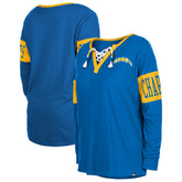 Los Angeles Chargers Women's Lace-Up Notch Neck Long Sleeve T-Shirt | NFL Hot