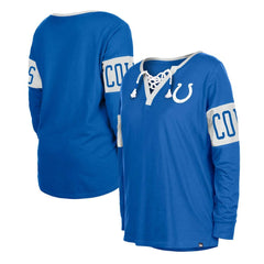 Indianapolis Colts Women's Lace-Up Notch Neck Long Sleeve T-Shirt | NFL New