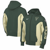 Hunter Green Milwaukee Bucks 2023/24 Authentic Showtime Full-Zip Hoodie | NBA