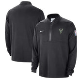 Black Milwaukee Bucks Authentic Performance Half-Zip Jacket | NBA