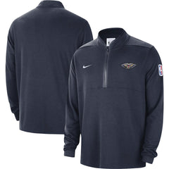 Navy New Orleans Pelicans Authentic Performance Half-Zip Jacket | NBA