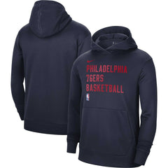 Navy Philadelphia 76ers Unisex 2023/24 Performance Spotlight On-Court Practice Pullover Hoodie | NBA