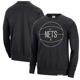 Black Brooklyn Nets 2023/24 Authentic Standard Issue Travel Performance Pullover Sweatshirt | NBA