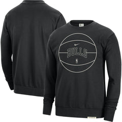 Black Chicago Bulls 2023/24 Authentic Standard Issue Travel Performance Pullover Sweatshirt | NBA