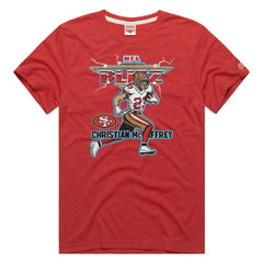 San Francisco 49ers Christian McCaffrey Homage Unisex NFL Blitz Player Tri-Blend T-Shirt | NFL Outlet