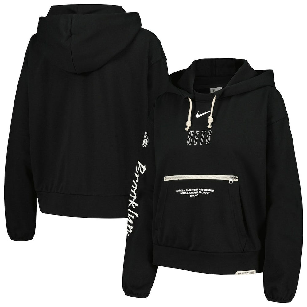 Black Brooklyn Nets Women's Courtside Standard Issue Performance Pullover Hoodie | NBA