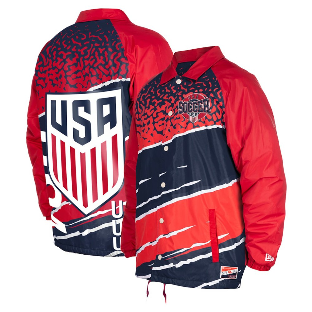 USMNT 5th & Ocean by New Era Throwback Coaches Raglan Full-Snap Jacket