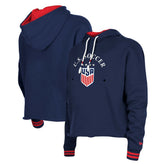 USWNT 5th & Ocean by New Era Women's Athleisure Cropped Fleece Pullover Hoodie