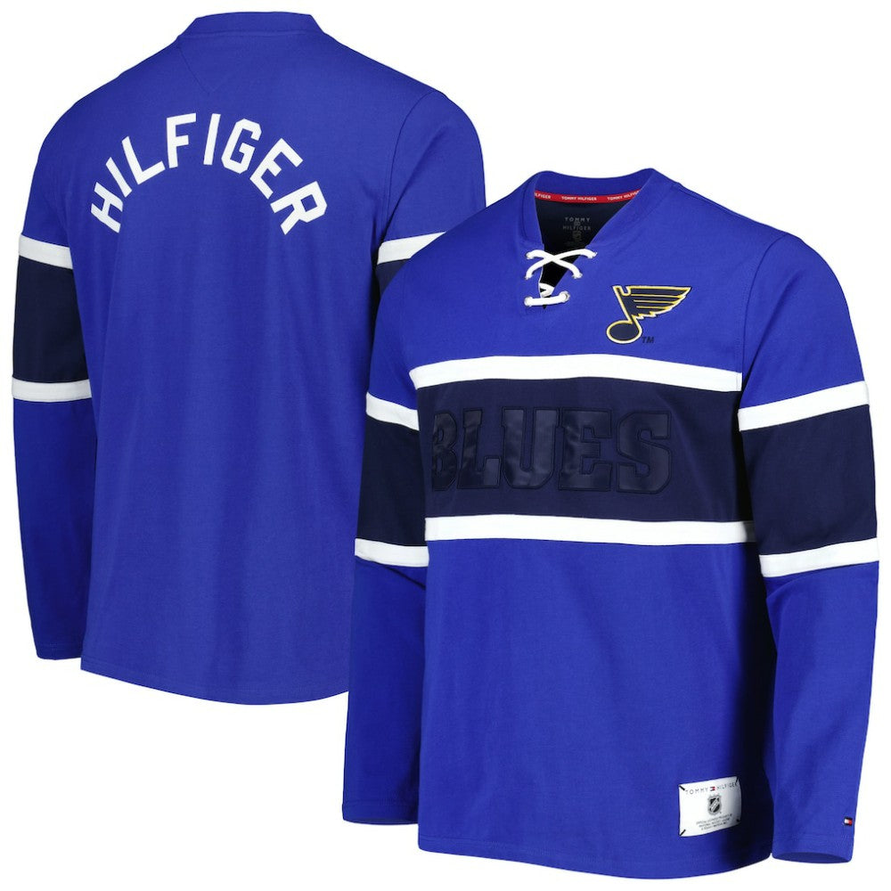 St. Louis Blues Tommy Hilfiger Walter Lace-Up Long Sleeve Top - NHL