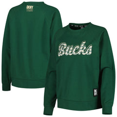 Hunter Green Milwaukee Bucks DKNY Sport Women's Regina Raglan Pullover Sweatshirt | NBA