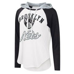 White Brooklyn Nets G-III 4Her by Carl Banks Women's MVP Raglan Hoodie Long Sleeve T-Shirt | NBA