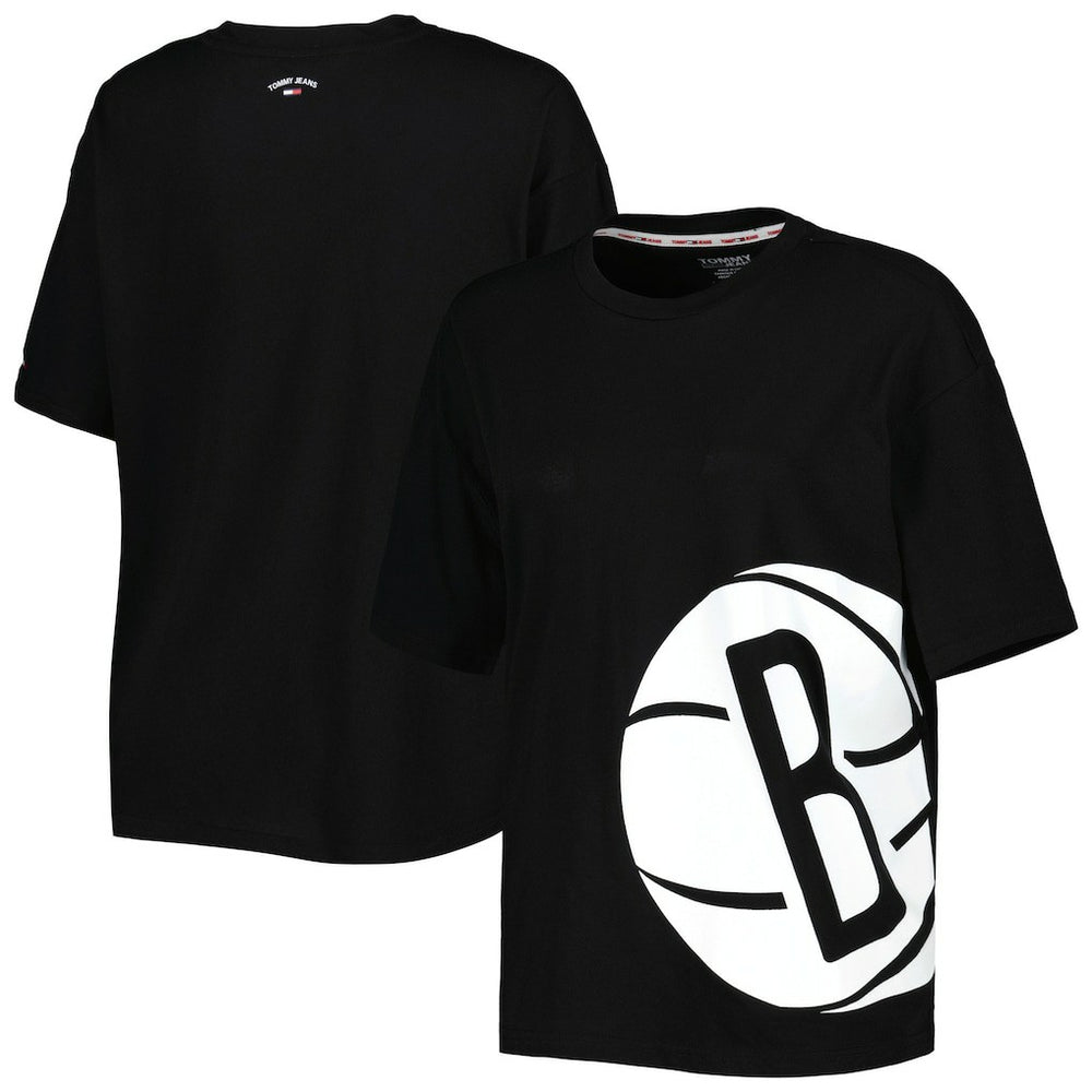 Black Brooklyn Nets Tommy Jeans Women's Bianca T-Shirt | NBA