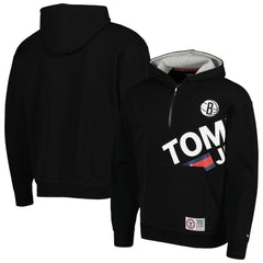 Black Brooklyn Nets Tommy Jeans Bernard Half-Zip Hoodie | NBA