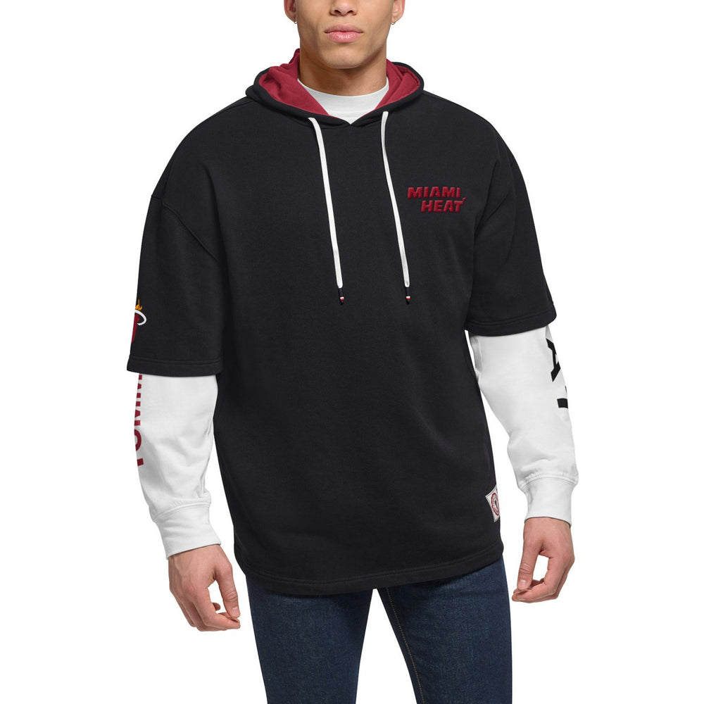Black/White Miami Heat Tommy Jeans Matthew 2-In-1 T-Shirt & Hoodie Combo Set | NBA