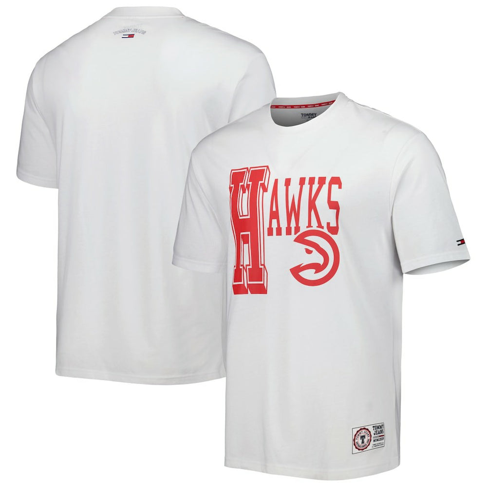White Atlanta Hawks Tommy Jeans Mel Varsity T-Shirt | NBA