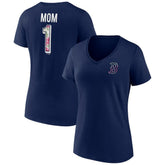 Boston Red Sox Women's Team Logo Mother's Day V-Neck T-Shirt - MLB T-shirts