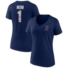Boston Red Sox Women's Team Logo Mother's Day V-Neck T-Shirt - MLB T-shirts