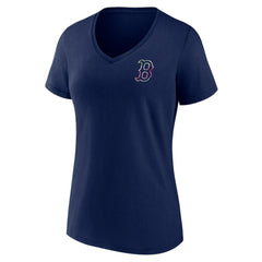 Boston Red Sox Women's Team Logo Mother's Day V-Neck T-Shirt - MLB T-shirts