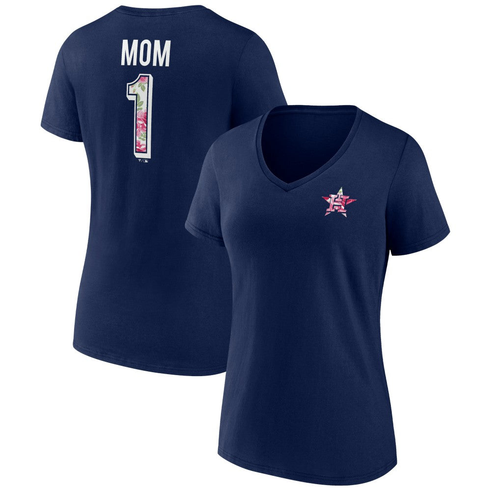 Houston Astros Women's Team Logo Mother's Day V-Neck T-Shirt - MLB T-shirts