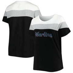 Miami Marlins Women's Plus Size Colorblock T-Shirt - MLB T-shirts