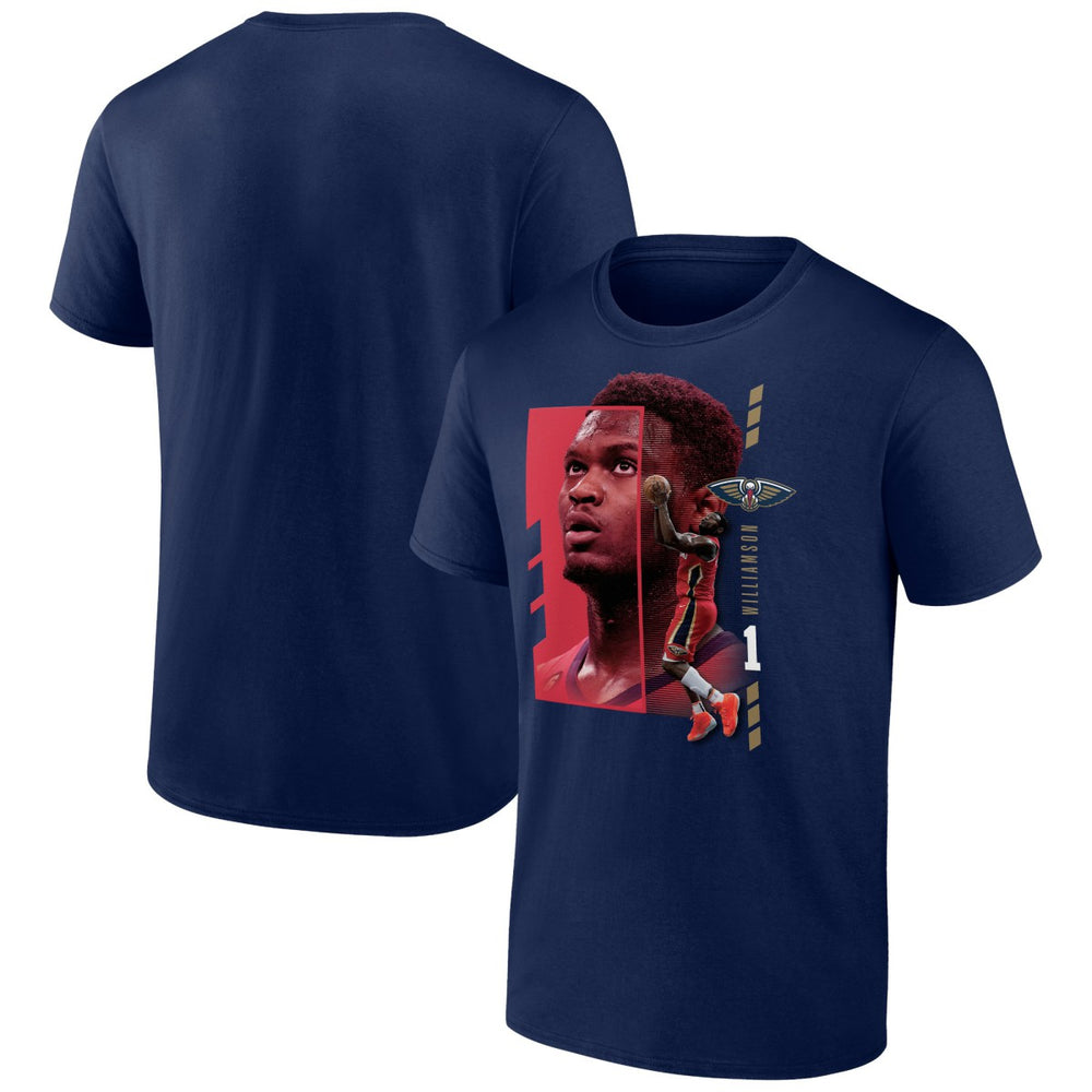 Navy Zion Williamson New Orleans Pelicans Jump Pass T-Shirt | NBA