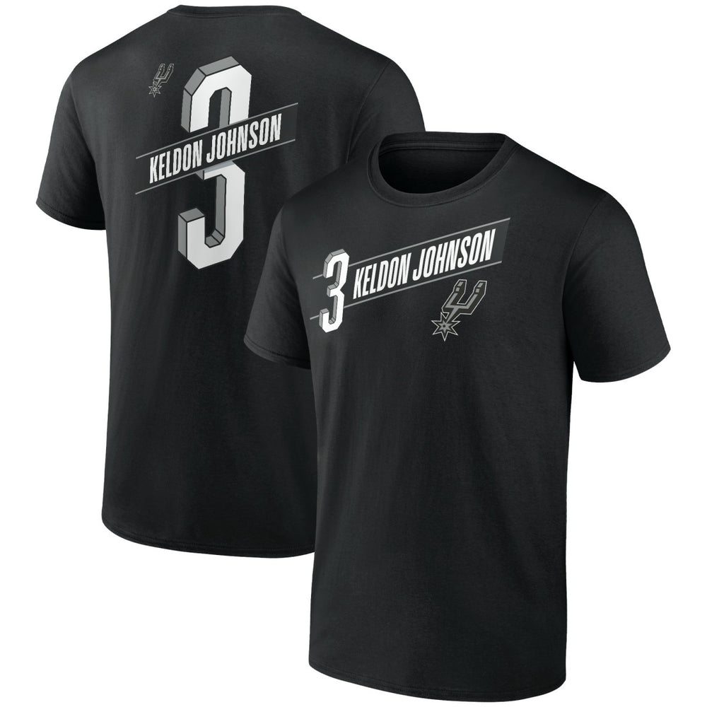 Black Keldon Johnson San Antonio Spurs Full-Court Press Name & Number T-Shirt | NBA