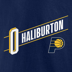 Navy Tyrese Haliburton Indiana Pacers Full-Court Press Name & Number T-Shirt | NBA
