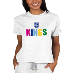Los Angeles Kings Concepts Sport Women's Tri-Blend Mainstream Terry Short Sleeve Sweatshirt Top - NHL Sweatshirts