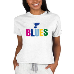 St. Louis Blues Concepts Sport Women's Tri-Blend Mainstream Terry Short Sleeve Sweatshirt Top - NHL Sweatshirts
