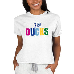 Anaheim Ducks Concepts Sport Women's Tri-Blend Mainstream Terry Short Sleeve Sweatshirt Top - NHL Sweatshirts