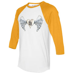 San Diego Padres Tiny Turnip Women's Angel Wings 3/4-Sleeve Raglan T-Shirt - MLB T-shirts