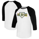 Athletics Tiny Turnip Women's Base Stripe 3/4-Sleeve Raglan T-Shirt - MLB T-shirts