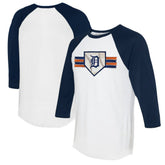Detroit Tigers Tiny Turnip Women's Base Stripe 3/4-Sleeve Raglan T-Shirt - MLB T-shirts