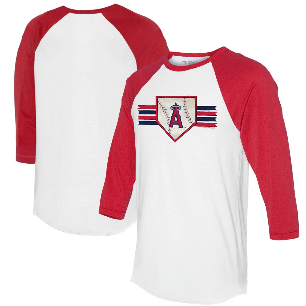 Los Angeles Angels Tiny Turnip Women's Base Stripe 3/4-Sleeve Raglan T-Shirt - MLB T-shirts
