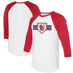 St. Louis Cardinals Tiny Turnip Women's Base Stripe 3/4-Sleeve Raglan T-Shirt - MLB T-shirts