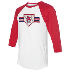 St. Louis Cardinals Tiny Turnip Women's Base Stripe 3/4-Sleeve Raglan T-Shirt - MLB T-shirts