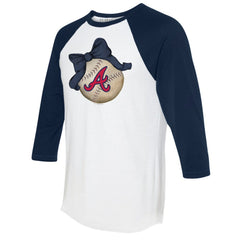 Atlanta Braves Tiny Turnip Women's Baseball Bow 3/4-Sleeve Raglan T-Shirt - MLB T-shirts