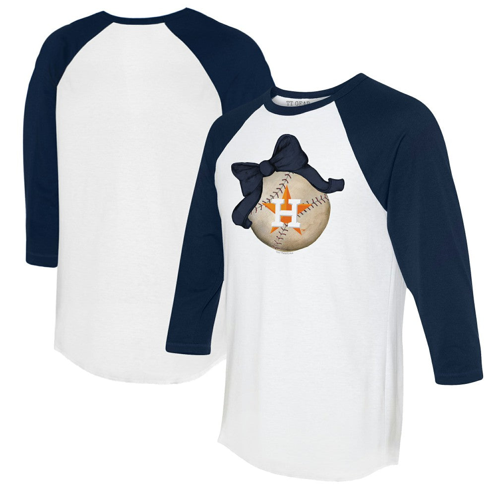 Houston Astros Tiny Turnip Women's Baseball Bow 3/4-Sleeve Raglan T-Shirt - MLB T-shirts