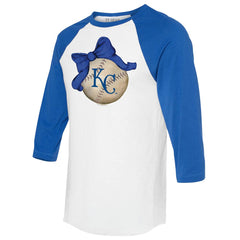 Kansas City Royals Tiny Turnip Women's Baseball Bow 3/4-Sleeve Raglan T-Shirt - MLB T-shirts