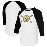 Athletics Tiny Turnip Women's Baseball Cross Bats 3/4-Sleeve Raglan T-Shirt - MLB T-shirts