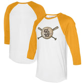 San Diego Padres Tiny Turnip Women's Baseball Cross Bats 3/4-Sleeve Raglan T-Shirt - MLB T-shirts