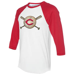 Cincinnati Reds Tiny Turnip Women's Baseball Cross Bats 3/4-Sleeve Raglan T-Shirt - MLB T-shirts