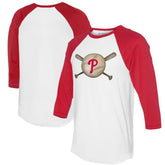 Philadelphia Phillies Tiny Turnip Women's Baseball Cross Bats 3/4-Sleeve Raglan T-Shirt - MLB T-shirts