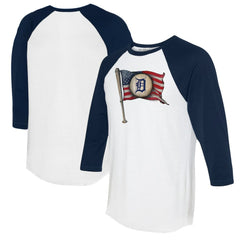 Detroit Tigers Tiny Turnip Women's Baseball Flag 3/4-Sleeve Raglan T-Shirt - MLB T-shirts