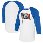 Los Angeles Dodgers Tiny Turnip Women's Baseball Flag 3/4-Sleeve Raglan T-Shirt - MLB T-shirts
