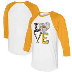San Diego Padres Tiny Turnip Women's Baseball Love Raglan 3/4-Sleeve T-Shirt - MLB T-shirts