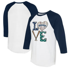 Seattle Mariners Tiny Turnip Women's Baseball Love Raglan 3/4-Sleeve T-Shirt - MLB T-shirts