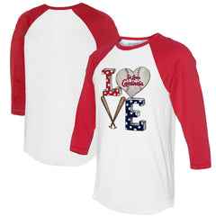 St. Louis Cardinals Tiny Turnip Women's Baseball Love Raglan 3/4-Sleeve T-Shirt - MLB T-shirts